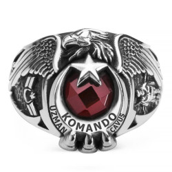 Asker Figürlü Tek Kartal Başlı Komando Uzman Çavuş Yüzüğü - Anı Yüzük