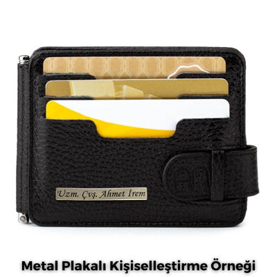 İsimli Deri Kartlık Cüzdan Çift Taraflı Kırmızı-Siyah Renk - 3