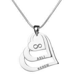 Kişiye Özel 3 Kalpli Bayan Kolye - Anı Yüzük