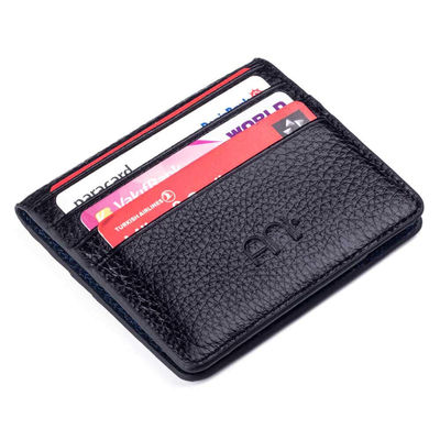 Kişiye Özel İsimli Çıtçıtlı İnce Deri Kartlık Siyah-Lacivert - 1