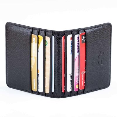 Kişiye Özel İsimli Çıtçıtlı İnce Deri Kartlık Siyah-Lacivert - 7