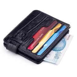 Kroko Deri Kartlık Cüzdan Çift Taraflı Lacivert-Siyah - Anı Yüzük