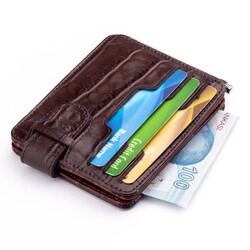 Kroko Deri Kartlık Cüzdan Çift Taraflı Taba-Kahverengi - Anı Yüzük