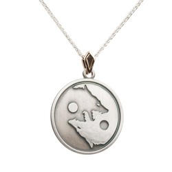 Kurt Yang Tasarımlı Gümüş Erkek Madalyon Kolye - Anı Yüzük