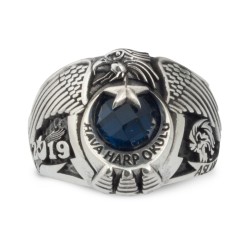 Mavi Taşlı Hava Harp Okulu Yüzüğü - Anı Yüzük