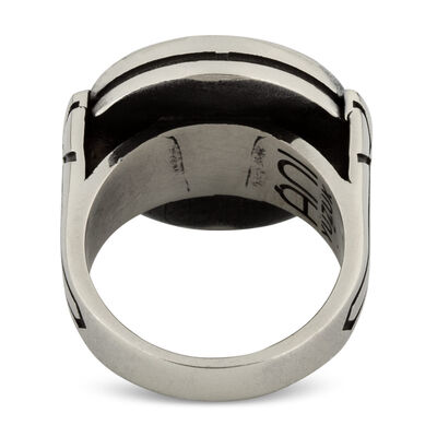 Mens Simple Design Octagon Ring 925 Sterling Silver with Personalized Letters - 4