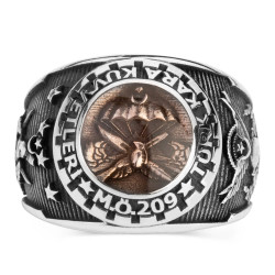 Mineli Dağ Komando Figürlü Türk Kara Kuvvetleri Yüzüğü - Anı Yüzük