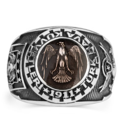 Mineli Kartal Figürlü Türk Hava Kuvvetleri Yüzüğü - Anı Yüzük