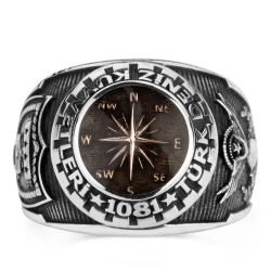 Mineli Pusula Figürlü Türk Deniz Kuvvetleri Yüzüğü - Anı Yüzük