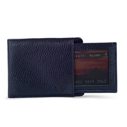 My Valice Men Magnetic Genuine Leather Wallet and Card Holder 1812 Navy  Blue