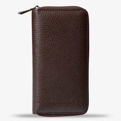 Personalized Brown Large Leather Unisex Card Holder - 4