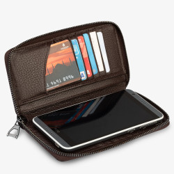 Personalized Brown Large Leather Unisex Card Holder - 3