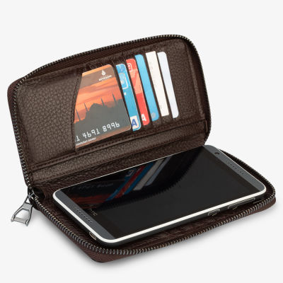 Personalized Brown Large Leather Unisex Card Holder - 3