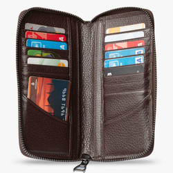 Personalized Brown Large Leather Unisex Card Holder - 6