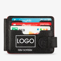 Personalized Red Black Double Sided Leather Mens Wallet with Money Clip - 2