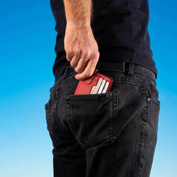 Personalized Red Black Double Sided Leather Mens Wallet with Money Clip - 9