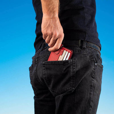 Personalized Red Black Double Sided Leather Mens Wallet with Money Clip - 9