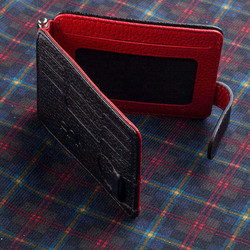 Personalized Red Black Double Sided Leather Mens Wallet with Money Clip - 7