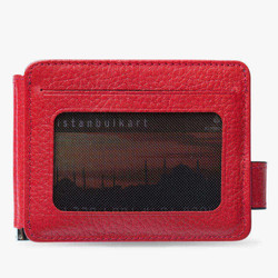 Personalized Red Black Double Sided Leather Mens Wallet with Money Clip - 5