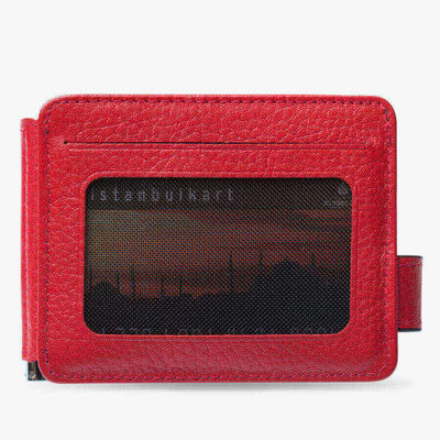 Personalized Red Black Double Sided Leather Mens Wallet with Money Clip - 5