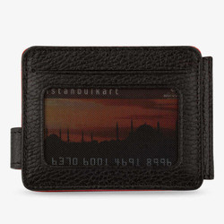 Personalized Red Black Double Sided Leather Mens Wallet with Money Clip - 4