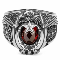 Tek Kartal Başlı Osmanlı Armalı Pençeli Polis Yüzüğü - Anı Yüzük