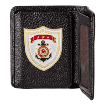 Sahil Güvenlik Komutanlığı Rozetli Katlamalı Klasik Cüzdan Siyah - 1