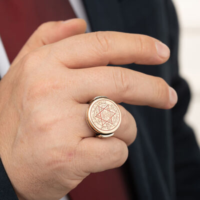 Seal of Solomon Silver Mens Ring with Red Laser - 4