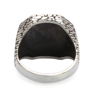 Silver Octagonal Simple Design Mens Ring Patterned Model - 3