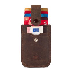 Slide Anıtolia Hakiki Crazy Deri Çekmeli İnce Kartlık Eskitme Kahverengi - Anı Yüzük