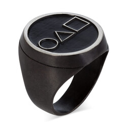 Squid Game Ring 925 Sterling Silver Mens Black Color - 1