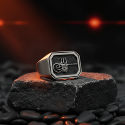 Sterling Silver Mens Ring with Blue Tigereye Stone - Anı Yüzük