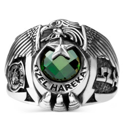 Tek Kartal Başlı Göktürkçe Türk Yazılı Polis Özel Harekat Yüzüğü - Anı Yüzük