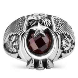 Osmanlı Armalı Tek Kartal Başlı Uzman Çavuş Yüzüğü - Anı Yüzük