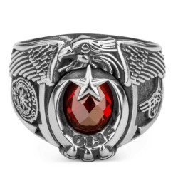 Tek Kartal Başlı Osmanlı Tuğralı Polis Yüzüğü - Anı Yüzük