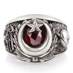 TSK Logolu Ay Yıldızlı Komando Yüzüğü - Anı Yüzük