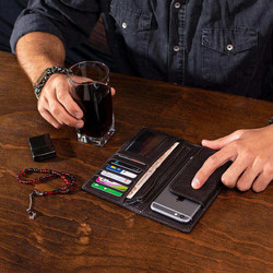 Vianel Genuine Leather Long Wallet with Cellphone Holder Brown - 5