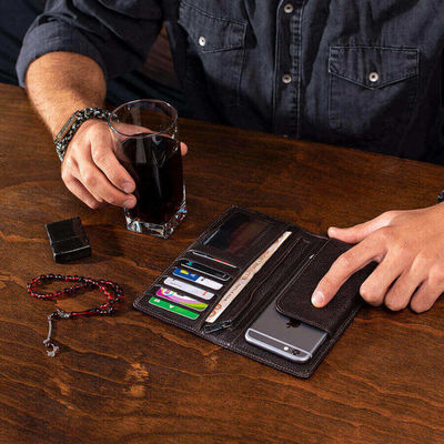 Vianel Genuine Leather Long Wallet with Cellphone Holder Brown - 5