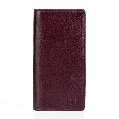 Vianel Genuine Leather Long Wallet with Cellphone Holder Burgundy - 2
