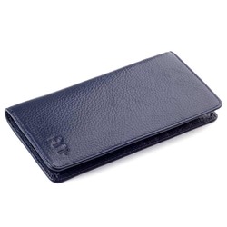 Vianel Genuine Leather Long Wallet with Cellphone Holder Navy Blue - 4