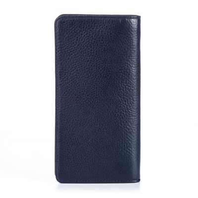 Vianel Genuine Leather Long Wallet with Cellphone Holder Navy Blue - 3
